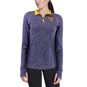 LSU Women's Purple and Yellow Quarter-Zip Top Size Medium Heathered Purple